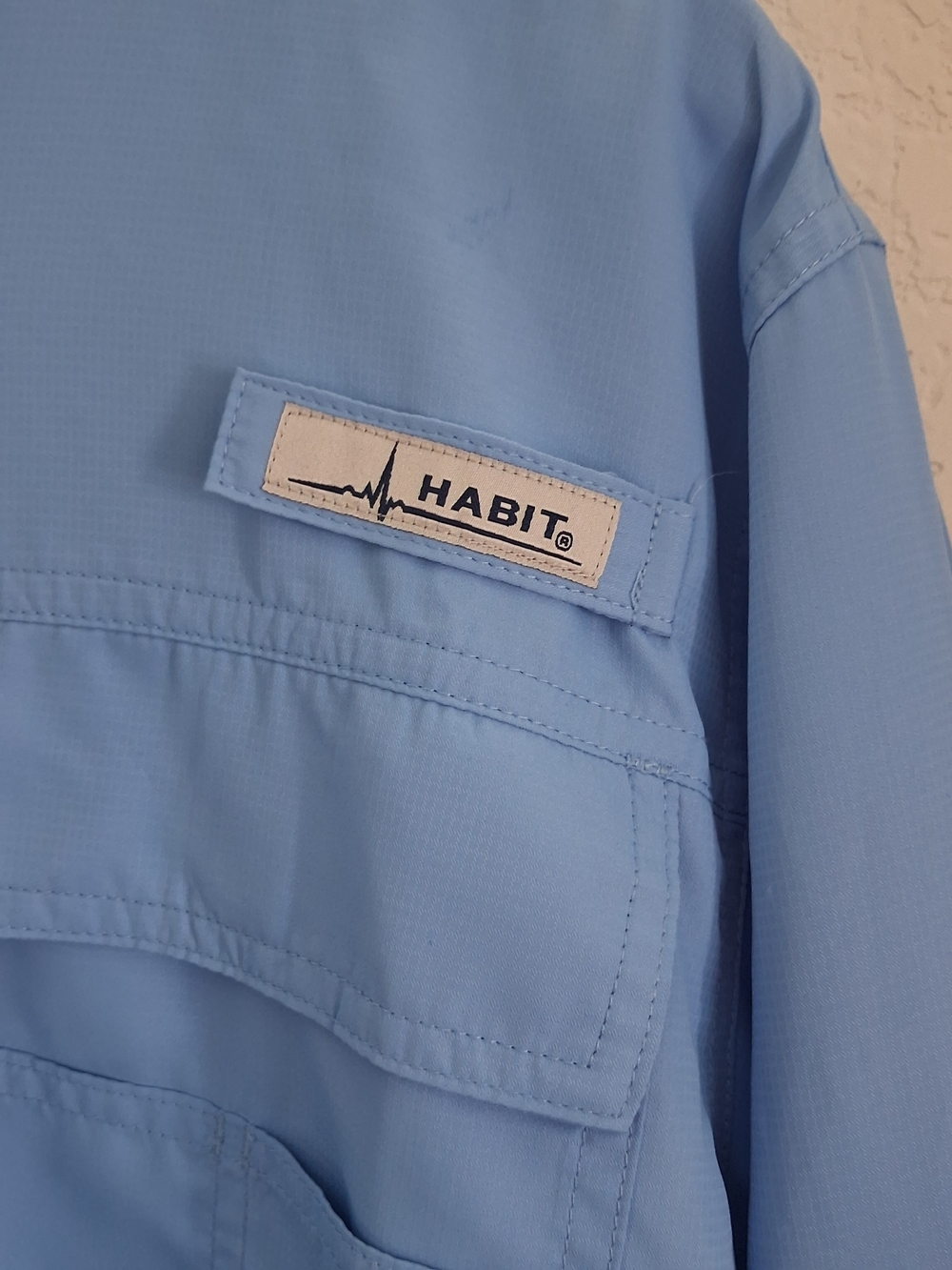 Habit Light Blue Performance Fishing Shirt Jacket Mens Medium - Picture 7 of 10